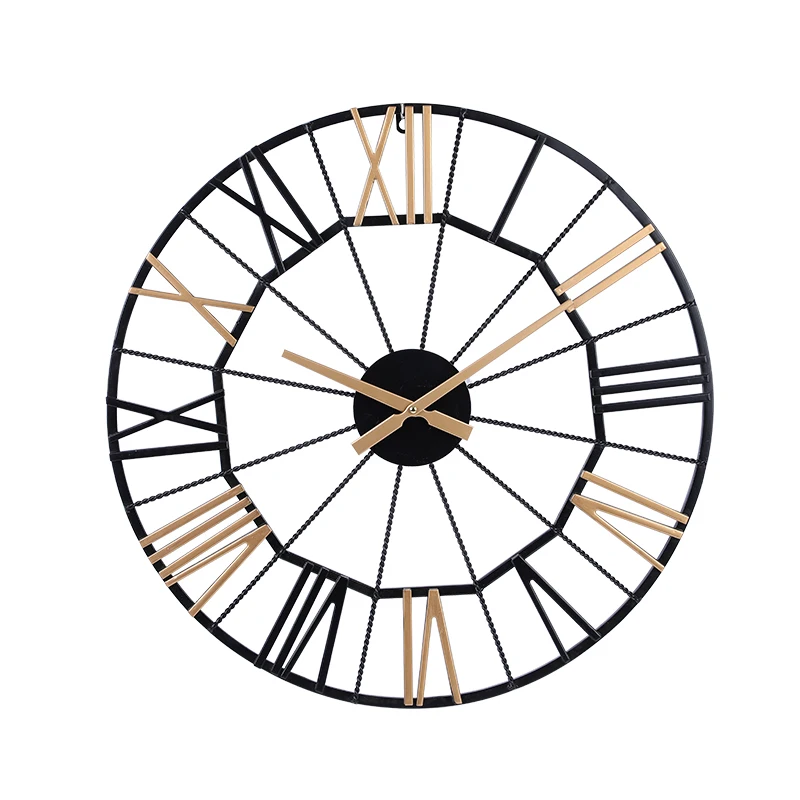 

60*60cm Iron art wall clock household wall hanging modern simple and minimalist perforation-free wall-mounted clock