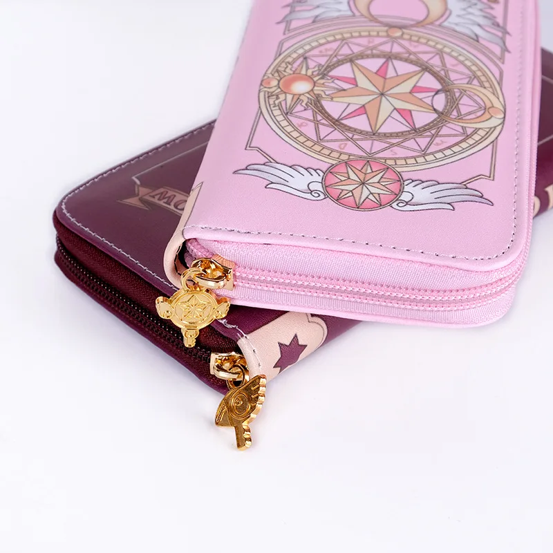 Girl Cartoon Pu Long Wallet Sakura Anime Girl Magic Card Bag Leather Women Clutch Purse Ladies Fashion Coin Card Bag BG049 BG050