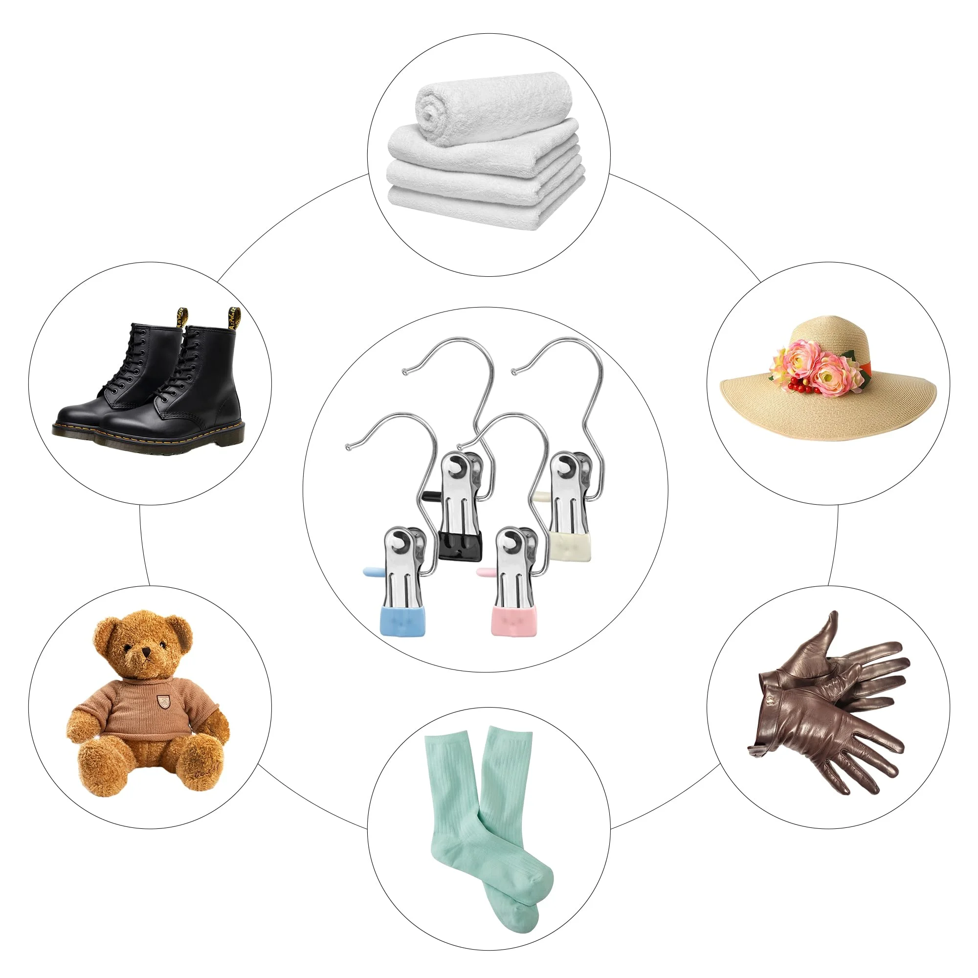 مشابك خطافية معدنية متعددة الاستخدامات لتخزين خزانة الملابس المحمولة للقبعات والأحذية والسراويل وموفرة للمساحة #1