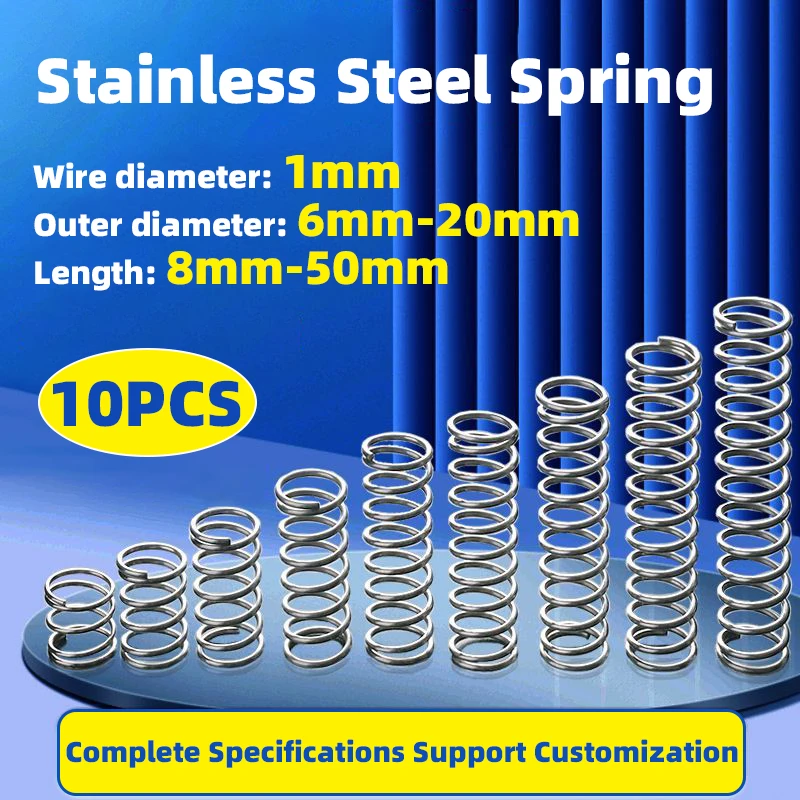 

Creamily 10PCS Stainless Steel Spring Compression Spring Rotor Return Buffer Cylidrical Coil Wire Diameter 1.0mm