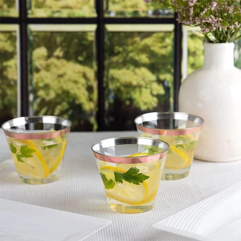 Copo Plástico Transparente Descartável para Festas, Copo De Vinho Plástico, Copos De Festa, 9 Oz
