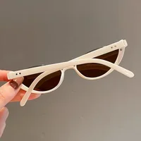 Cat Eye Sunglasses Half-frame Eyewear, New Vintage Trendy Fashion Small Frame for Women Men, UV Protection for Driving Cycling Outdoor Use - Image 3