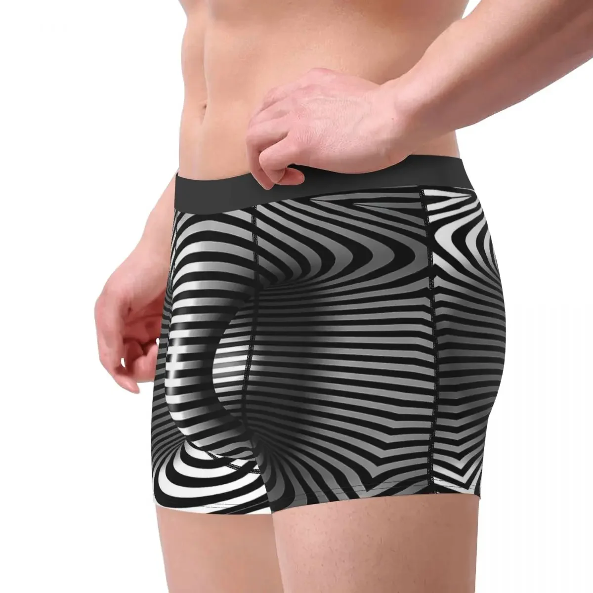 Optical Illusion Torus Cylinder 3D Three Dimensional Underpants Homme Panties Man Underwear Ventilate Shorts Boxer Briefs