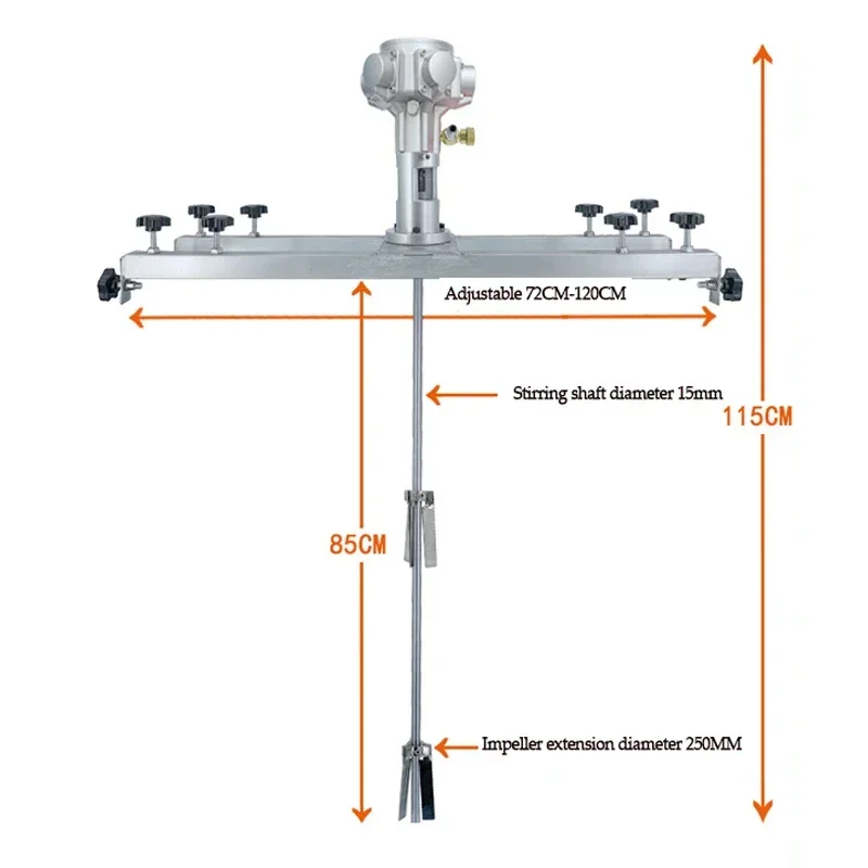 1/4HP Pneumatic /Electric Disperser Horizontal Plate IBC Ton Bucket Mixer, hand-held explosion-proof paint agitator