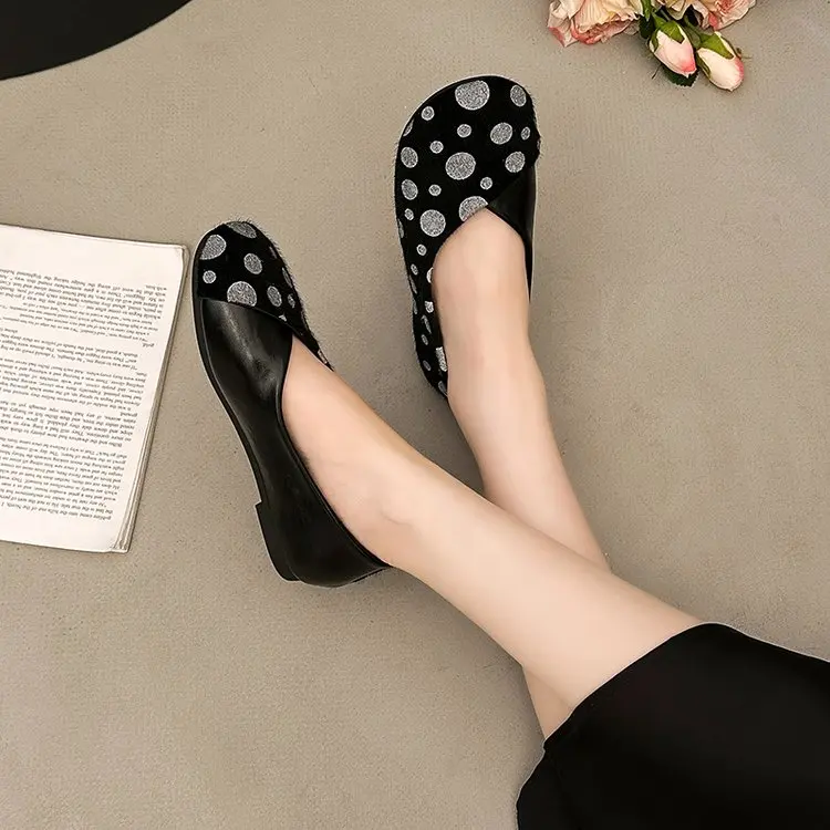 Frühlings-Neuheit: Damen-Flachschuhe mit Runder Spitze, Gepunktetem Wildleder, Bequeme Alltags-Loafer für Büro und Straße – Detail 30