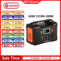FF Flashfish E200 Portable Power Station 200W 151WH Battery AC DC Solar Generator Outdoor Fast Charging Charge For Travel