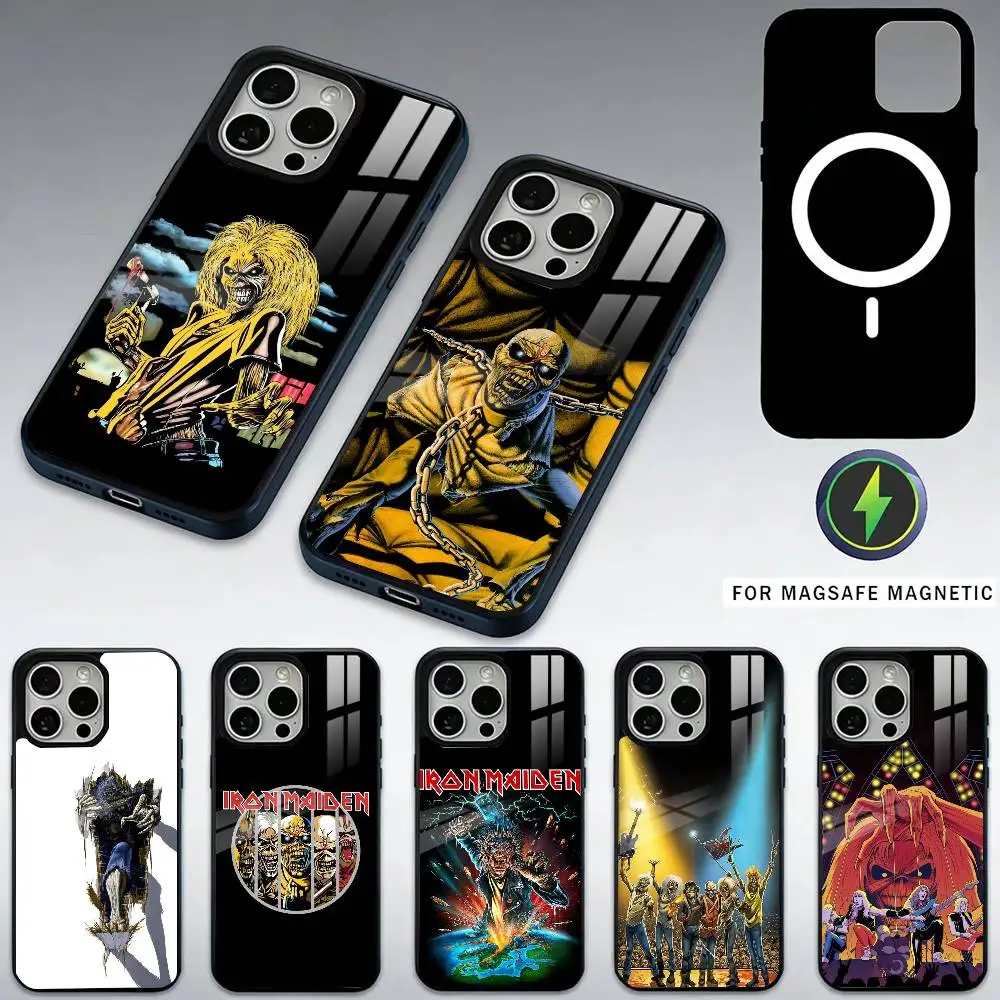 

Band W-Iron Maiden-S Cool Phone Case For iPhone17,16,15,14,13,12,11 Plus,Pro Max Magnetic For Magsafe Wireless Charging