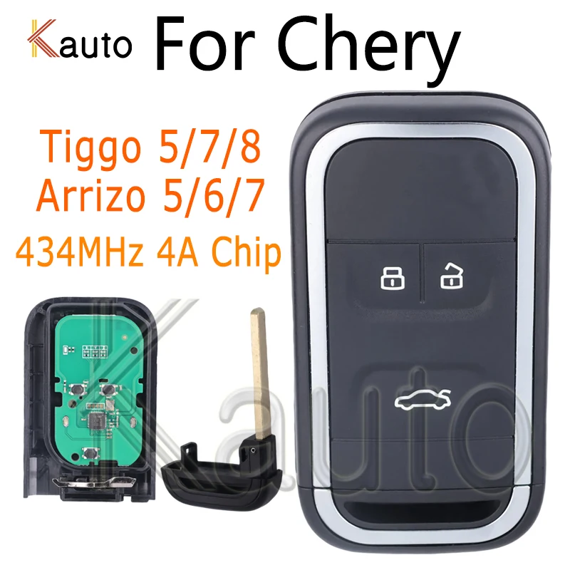 Keyless Go Smart Remote Car Key for New Chery Tiggo 5 7 8 Arrizo 5 6 7 434Mhz 4A Chip OEM Origin 3 Buttons Intelligent Auto Key