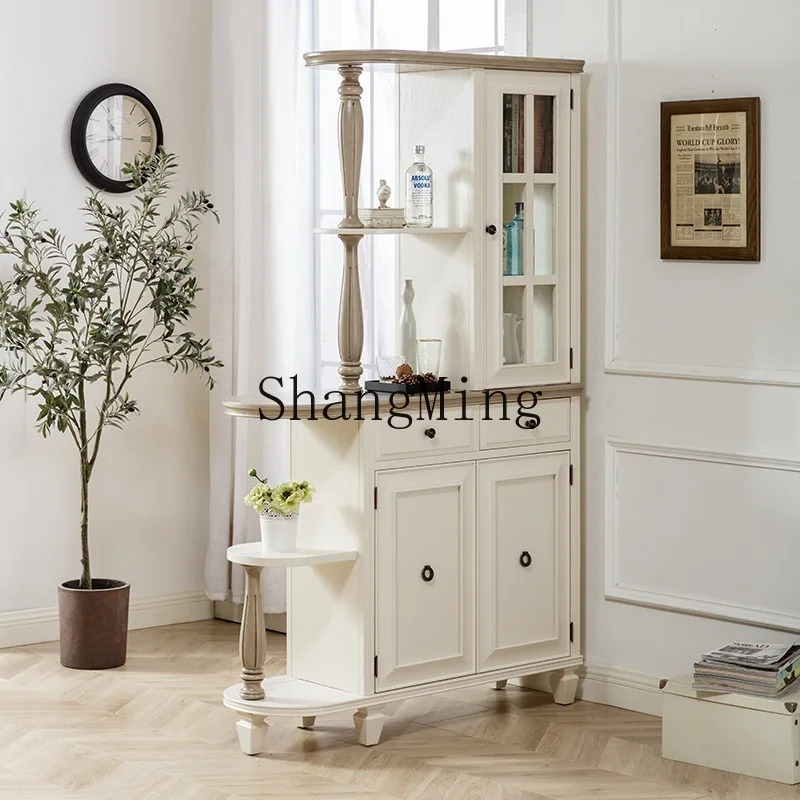 

CL Partition Cabinet All Solid Wood Hall Cabinet Living Room Double-Sided Partition Entrance Hallway Decorative Cabinet