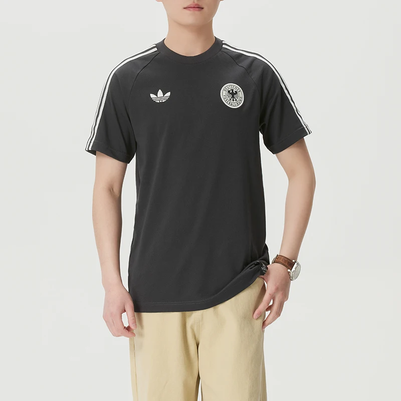 Adidas (Adidas) Trefoil Ropa deportiva para hombre, camiseta de fútbol de manga corta, camiseta de entrenamiento moderna y transpirable, camiseta de moda Kg5097