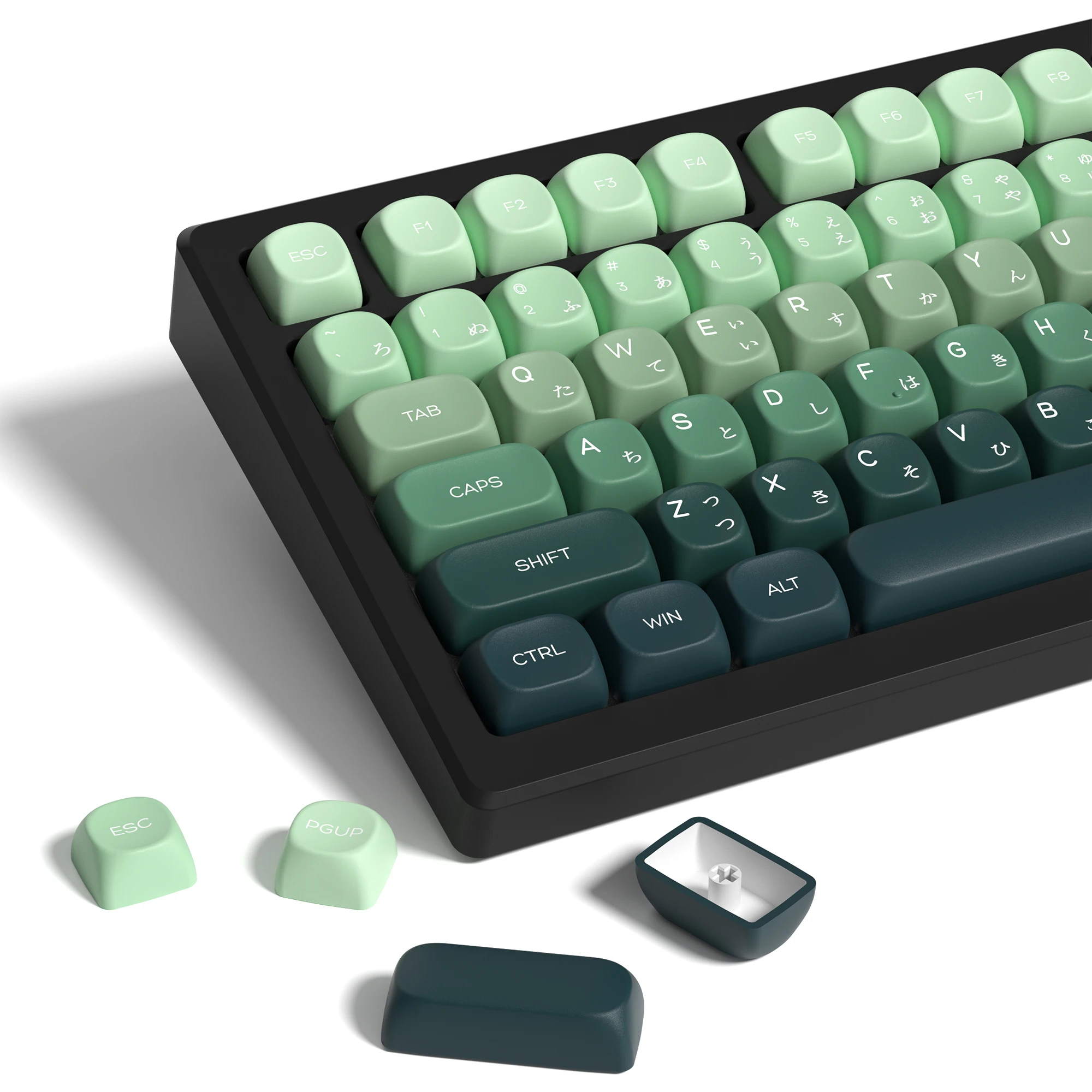 134 Keys MOA Profile Gradient Green PBT Keycaps Customs Dye Sub Key caps for 61/87/104 Cherry MX Gaming Mechanical Keyboard