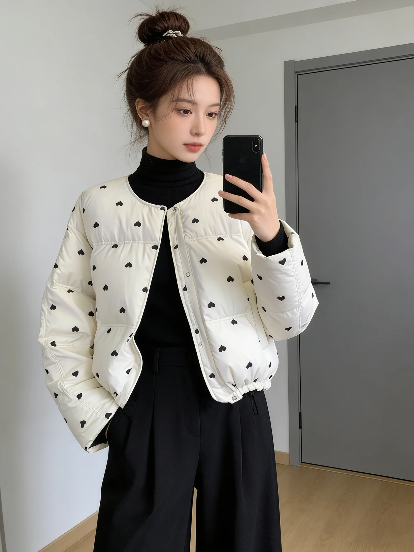 

Корейский утепленный пуховик-пальто из хлопка с цветочным узором для женщин, осенне-зимняя теплая верхняя одежда