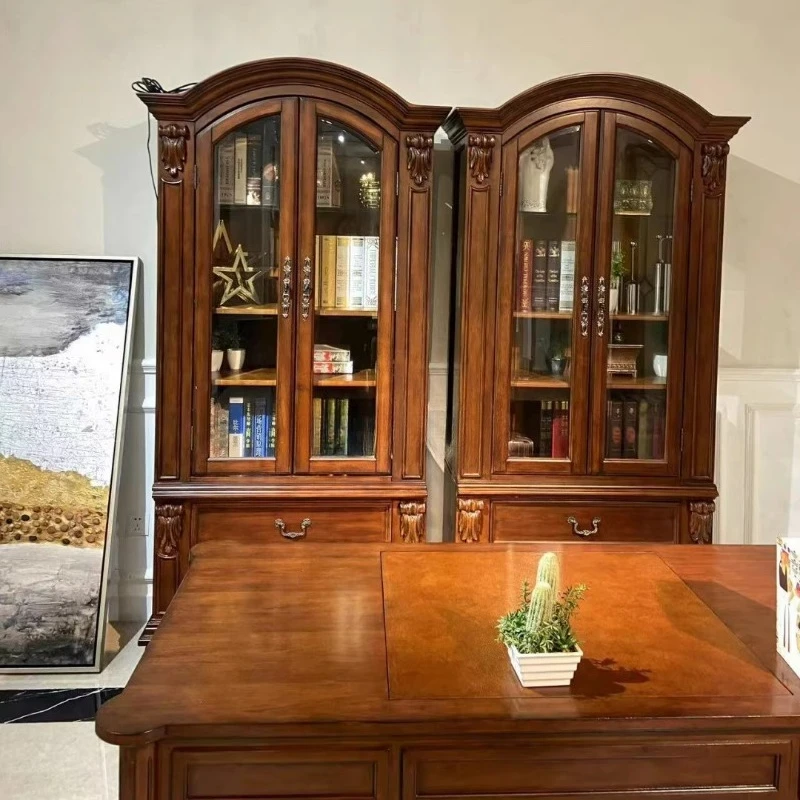 

American solid wood wine cabinet retro light luxury modern simple furniture wine cabinet display cabinet
