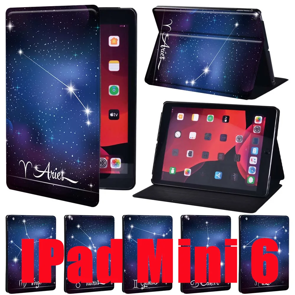 Tablet Case for IPad Mini 6 Case 2021 IPad Mini 6th Generation 8.3 Inch Star Sign Pattern Leather Stand Protective Case