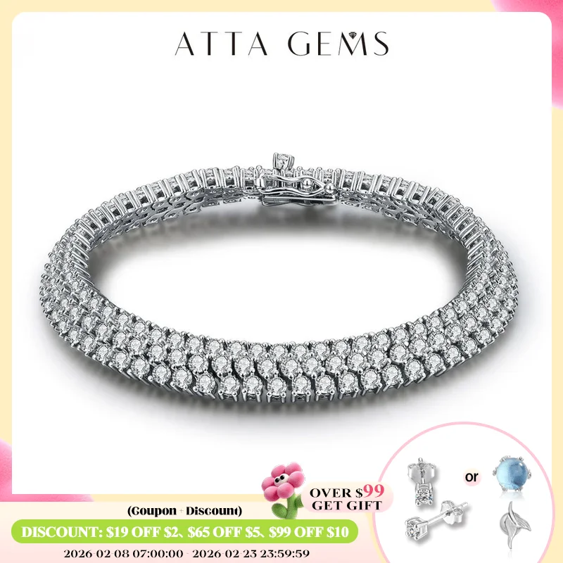 

ATTAGEMS D Color Round Cut 2.5mm Moissanite Bracelet for Women Man White Gold Plated 925 Silver Pass Diamond Tester Bracelets