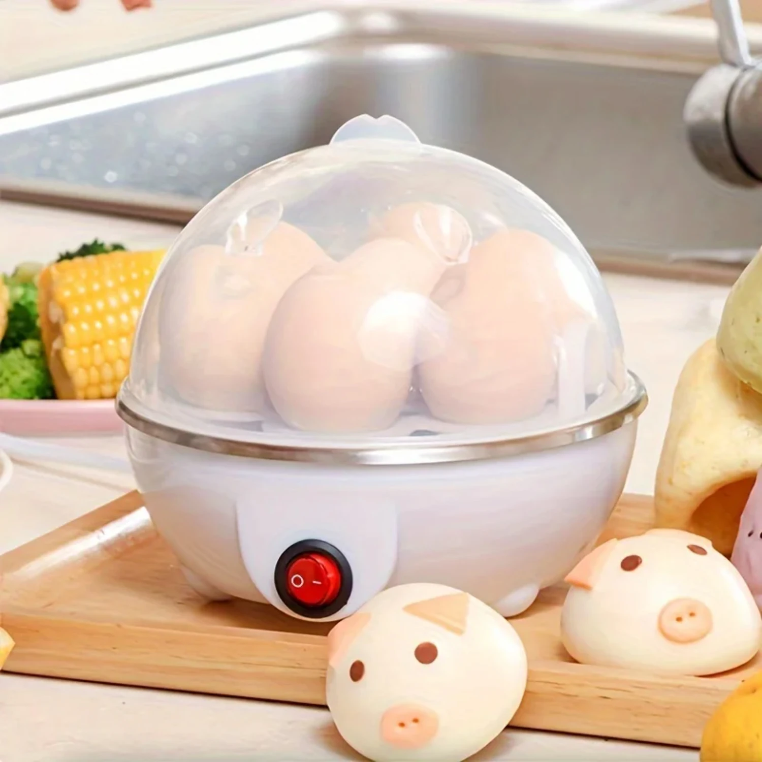 

Egg Cooker Automatic Power Off Small 1-person Multi-Functional Steamed Egg Custard Boiled Egg Machine Breakfast Artifact