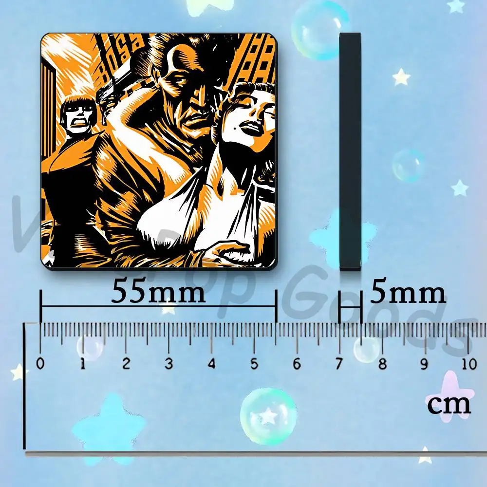 K-KmfdmS Sucks Band Album Cover Magnetic Refrigerator Sticker Smooth Clear Ink Print Metal Door Dorm Apartment Decor 55x55mm