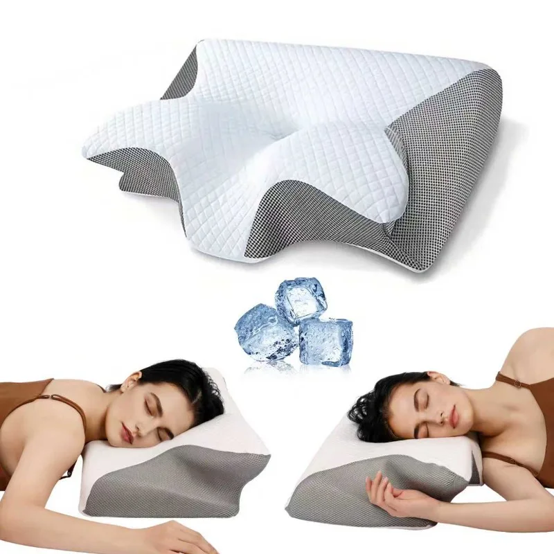 New Gray Horn Butterfly Memory Pillow Slow Rebound Memory Cotton Pillow Non-collapsing Neck Pillow  Cervical Spine Pillow