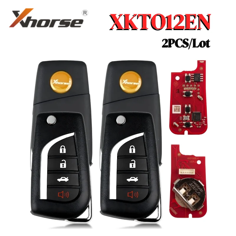 Xhorse 2PCS/lot XKTO12EN TOY.T Style Flip 3+1 Buttons 2nd Gen Wire Remote Key for Toyota Works With VVDI Key Tool