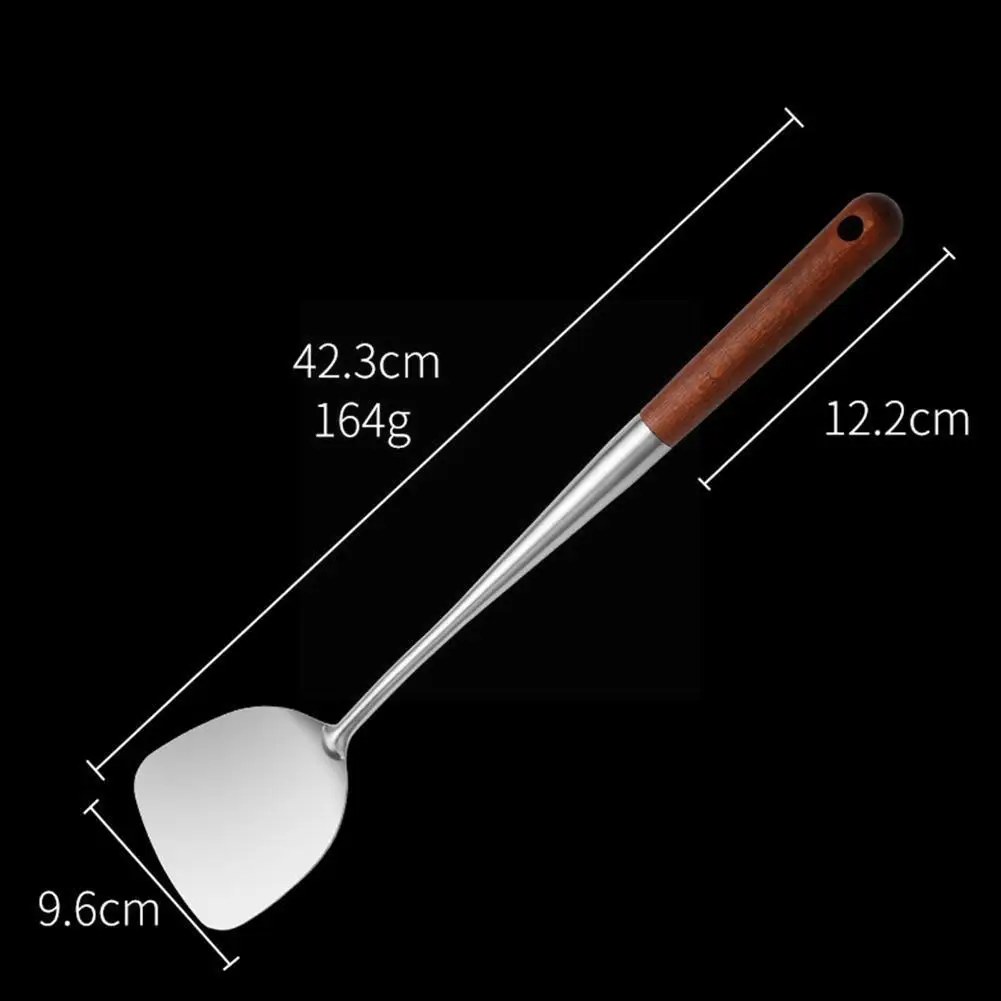 Kitchen Wok Spatula And Ladle Tool 17 Inches Spatula for Wok Steel Wok Spatula Kitchen Cookware Tools F3C4