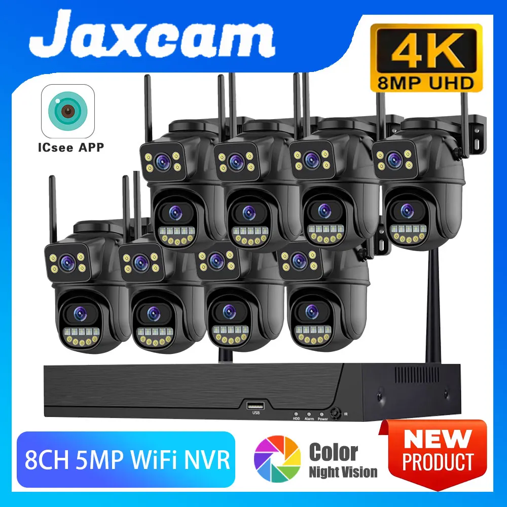 H.265 8MP Wireless CCTV System Two Way Audio PTZ WIFI IP Security 4K Camera 8CH WiFi NVR Security Camera System