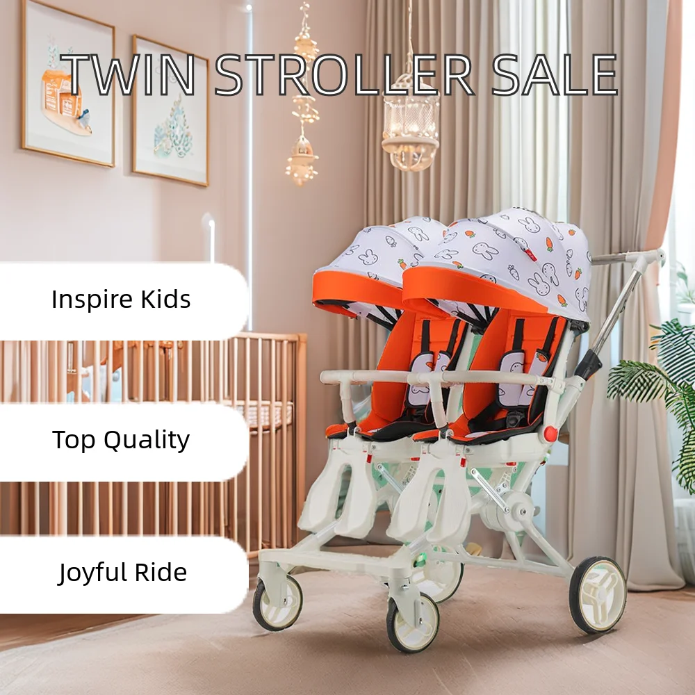 Hot selling twin kinderwagen roller baby wandelen baby draagbare opvouwbare kan zitten en liggen dubbele twin draaibare stoel