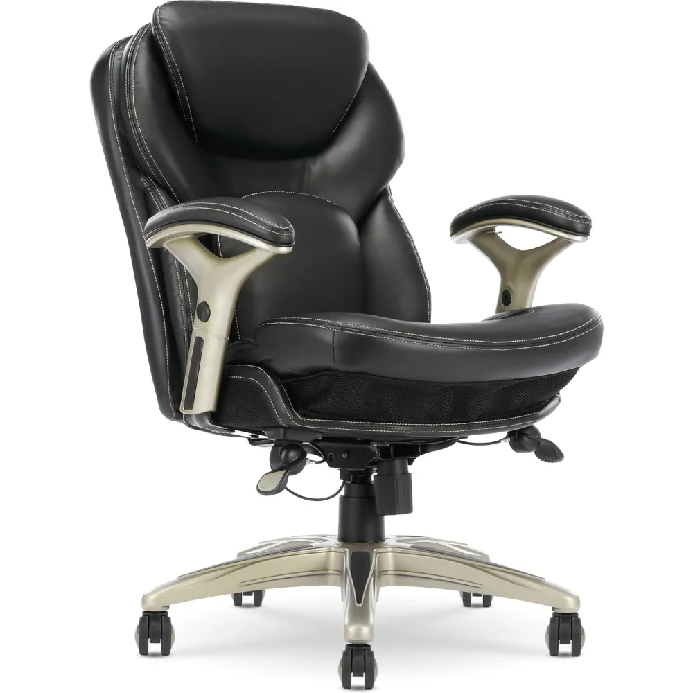 

Claremont Ergonomic Executive Office Motion Technology, Adjustable Mid Back Desk Chair with Lumbar Support, Black Bonded