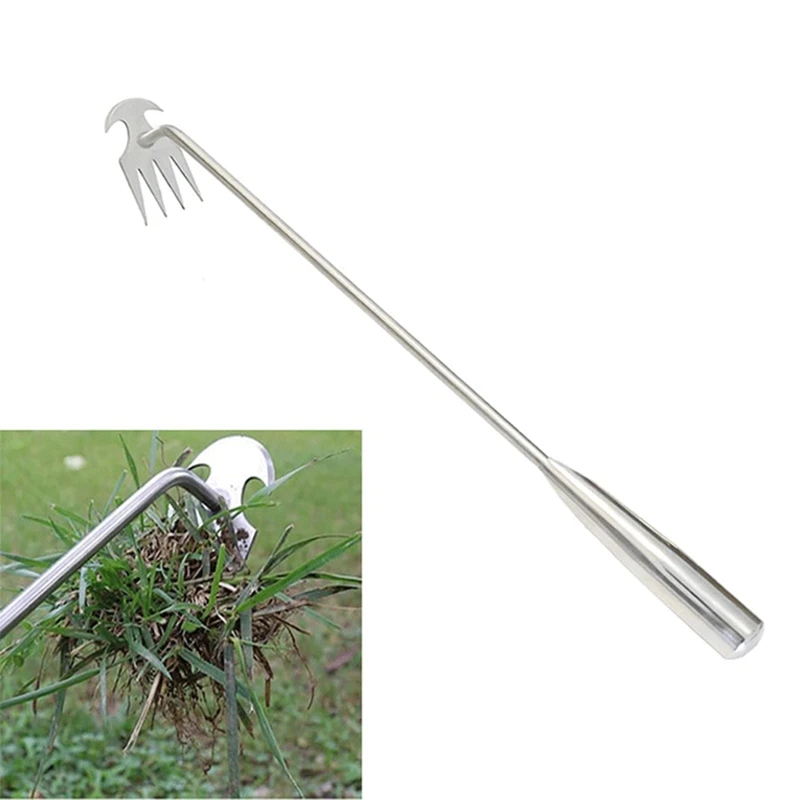 Herramienta de deshierbe de mano para jardinería, artefacto de deshierbe, herramienta de deshierbe, doble, fácil de usar, actualización 2024, 4 dientes