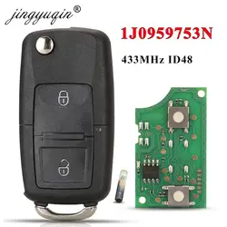 Jingyuqin 1J 0959753 N Chiave A Distanza Dell'automobile 433 Mhz ID48 Per VOLKSWAGEN VW Beetle Bora Golf SEAT Toledo SKODA Octavia 2BTN Auto Flip Fob