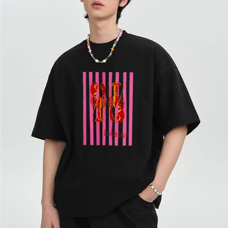 

Summer simple printed short-sleeved T-shirt Men Women round neck cotton loose Fashion T shirt Unisex plus size top quality