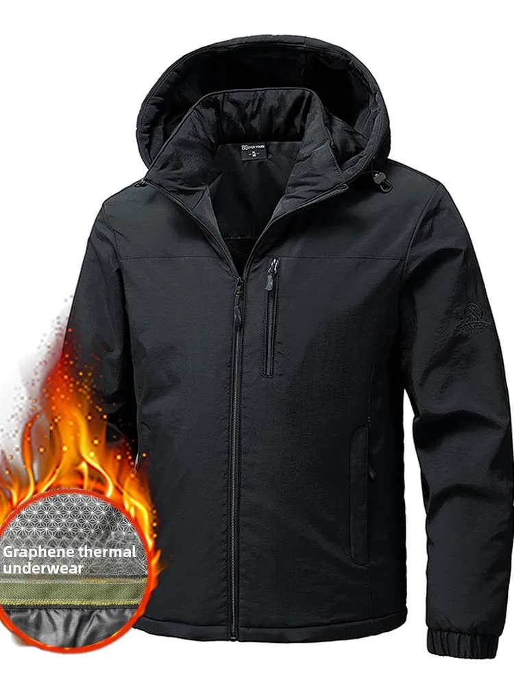 

Winter Thickened Men's Cotton Jacket Casual Versatile Warm Coat Hooded Fashionable Urban Style Standard Fit Polyester Fiber