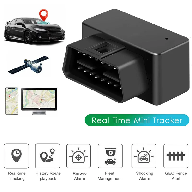

Car OBD GPS Tracker Anti-Theft Alarm Tracking Device 12V-24V Free APP For IOS Andriod SMS Call Geofence Locator