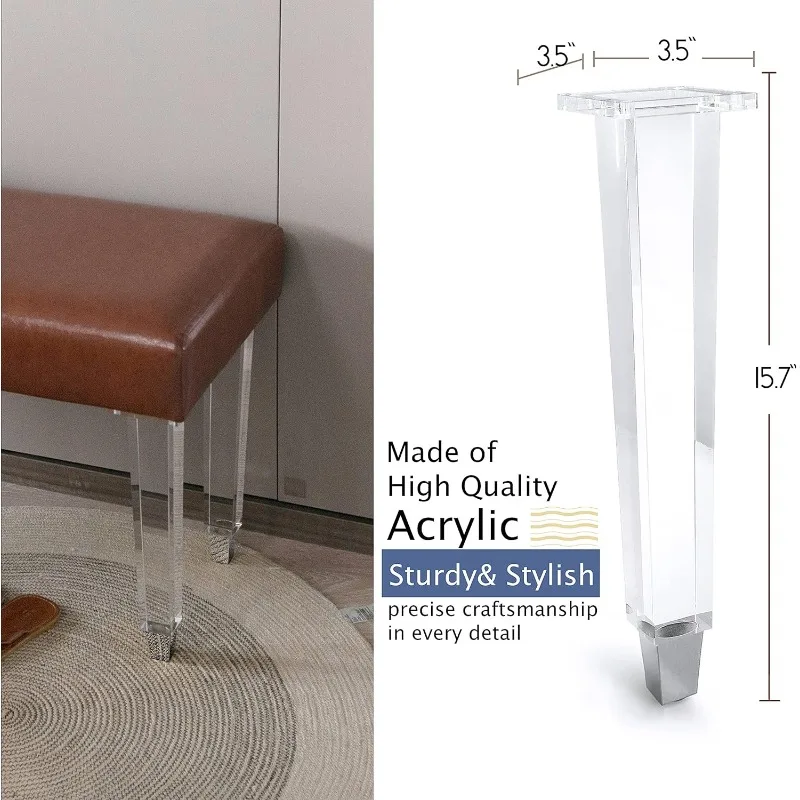 

JEREVER Acrylic Furniture Legs, Coffee Table, Bench, Chair, Desk Replacement Legs Home DIY Project Modern Clear Decor