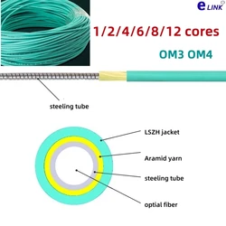 fiber optic cable OM3 OM4 armored 2 cores 100m single 4 cores 6/8/12 fibres aqua outdoor multimode ratproof 2C 4C 6C 8C 12C
