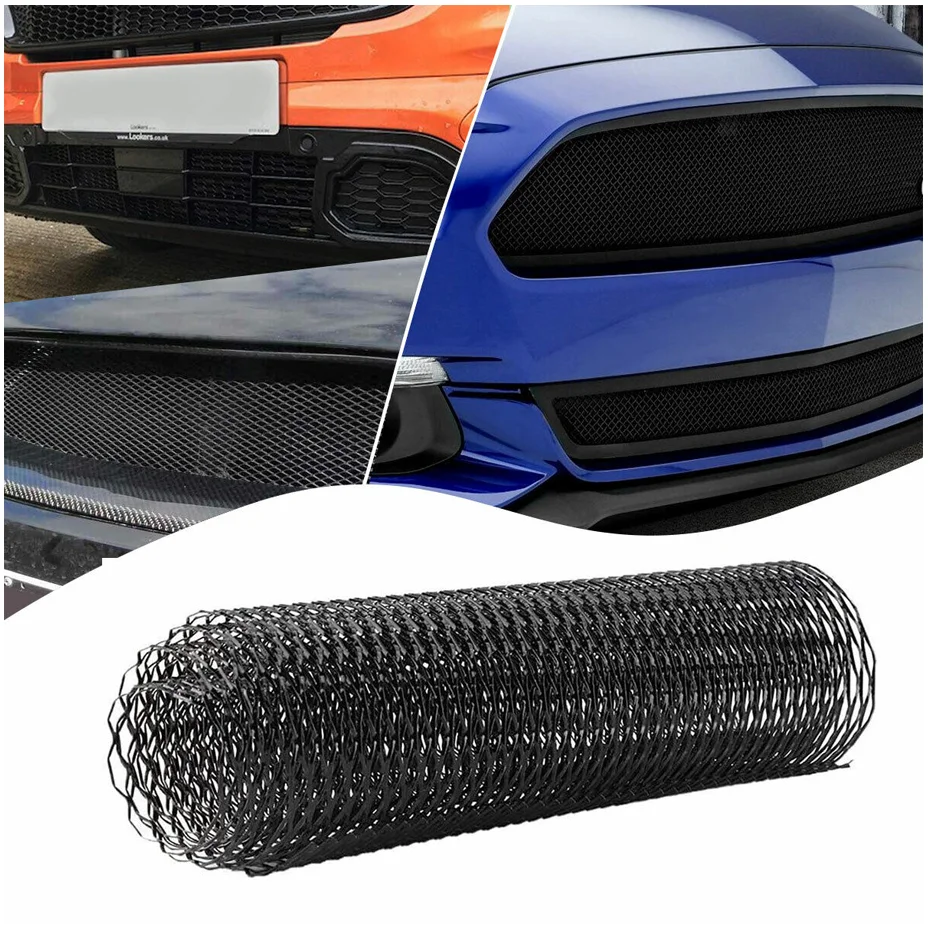 (8x25mm) Car Silver/Black Aluminum Alloy Front Bumper Seagulls Shape Air Inlet Grill Mesh Sheet