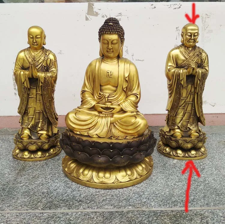 44CM large HOME Temple Shrine Patron saint efficacious protection copper Sakyamuni disciple copper Maha ka syapa Buddha statue