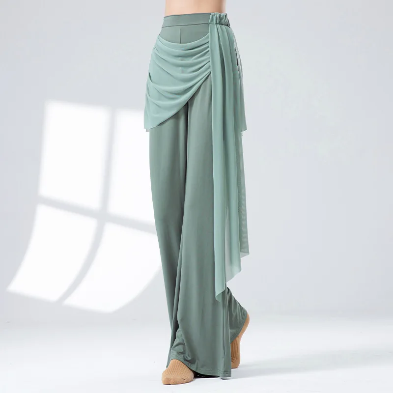 سروال الرقص الكلاسيكي - قماش شبكي مع كشكش وخصر مطاطي، مناسب لممارسة الرقص الحديث وتدريبات اللياقة البدنية.