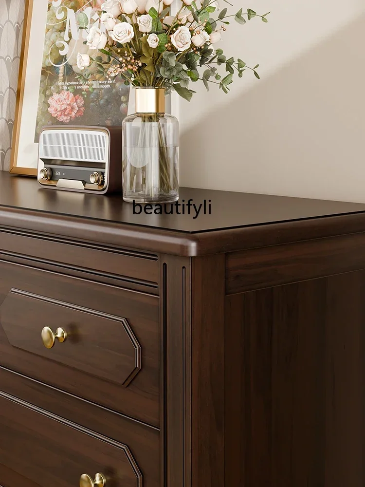 

YH03 American retro solid wood seven-chest cabinet, bedside bedroom locker, living room storage against the wall, medieval B3