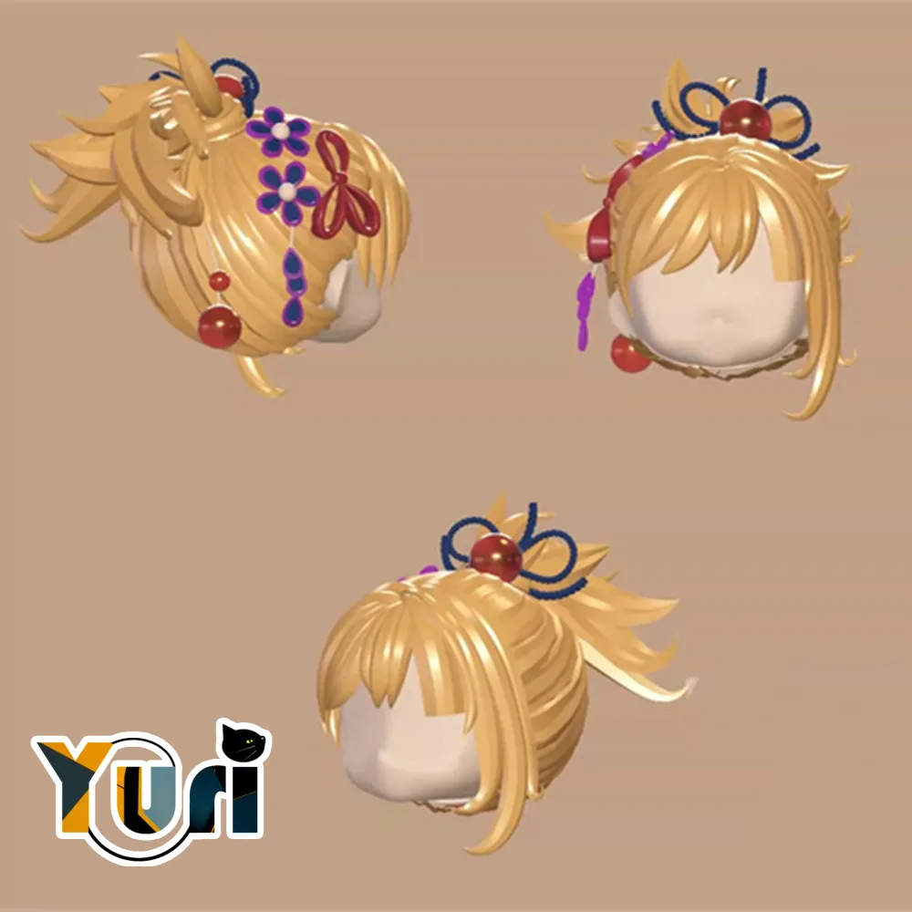 Yuri Anime Genshin Impact Yoimiya Handmade OB11 OB22 1/12 BJD Hair Wig Detachable Game Cosplay Cute Props C