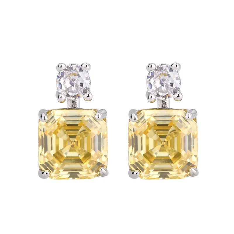 Jewelry Pagoda Princess Cut Yellow Pink Diamond Set 10*10-8*8