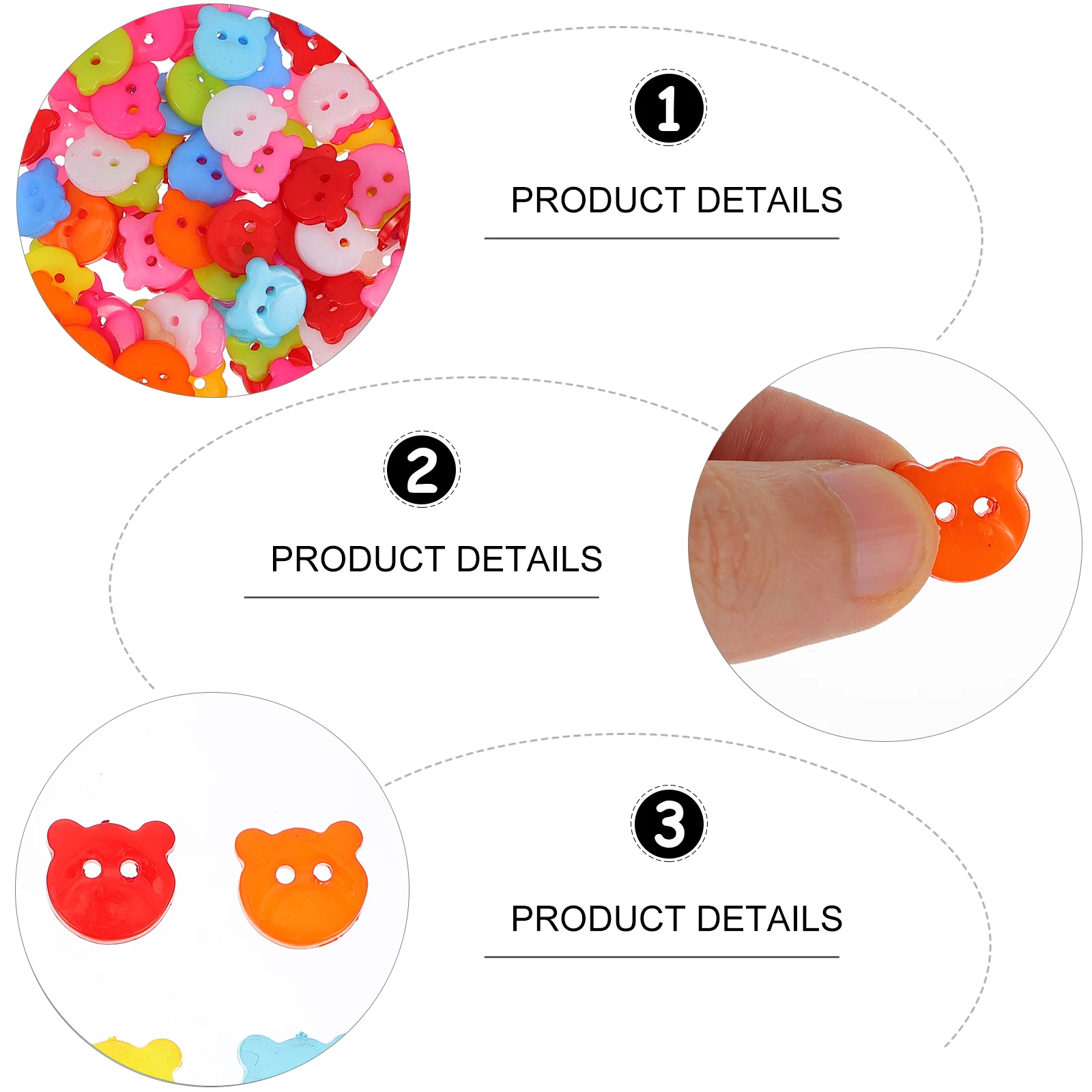 

400Pcs Decorative Bear Head Shaped Buttons High-Quality Resin Material Smooth No Burr Safe to Use for DIY Clothing Projects and