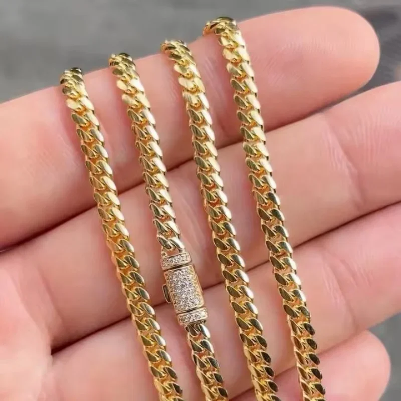 

Wholesale Iced Out Cuban Link Chain Bracelet Solid Gold Hip Hop Jewelry Men Women