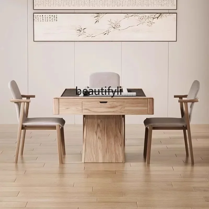 

l Solid mahjong table, dining table, dual-purpose mahjong machine, automatic silent coffee table, one-piece log wind
