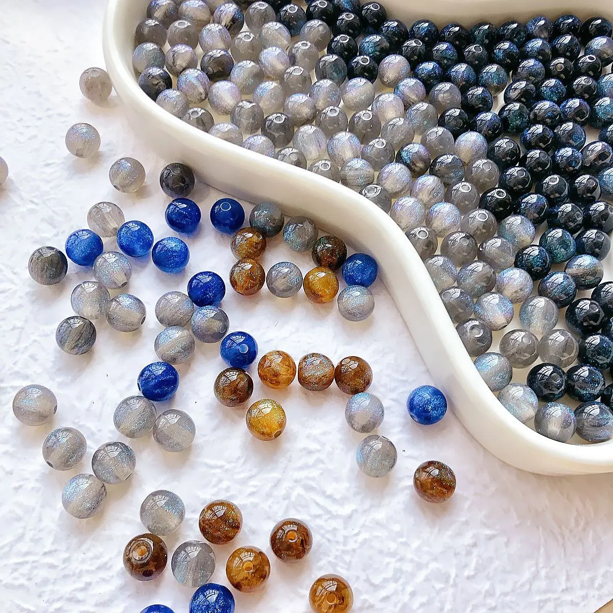 50 قطعة 10 مللي متر السماء المرصعة بالنجوم منقوشة الخرز المستديرة ، الأزرق حورية البحر الأميرة حالمة الخرز ، السماء المرصعة بالنجوم سلسلة الخرز ، قلادة سوار ذاتي الصنع