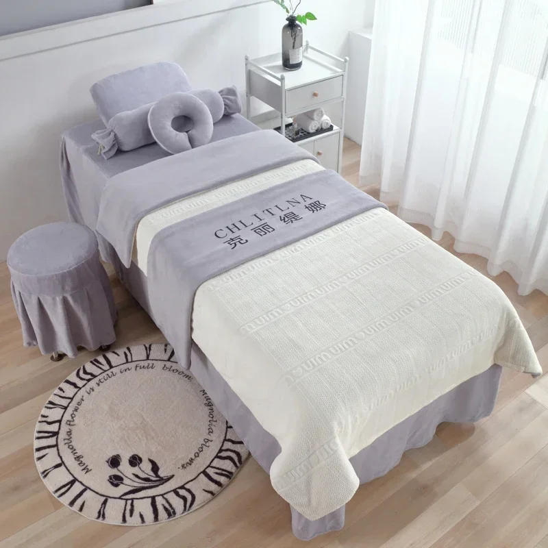 

Class A High Quality 5pcs Milk Velvet Bedding Sets for Beauty Salon Massage SPA Tuina Salon Club Bedskirt Cover Beddings
