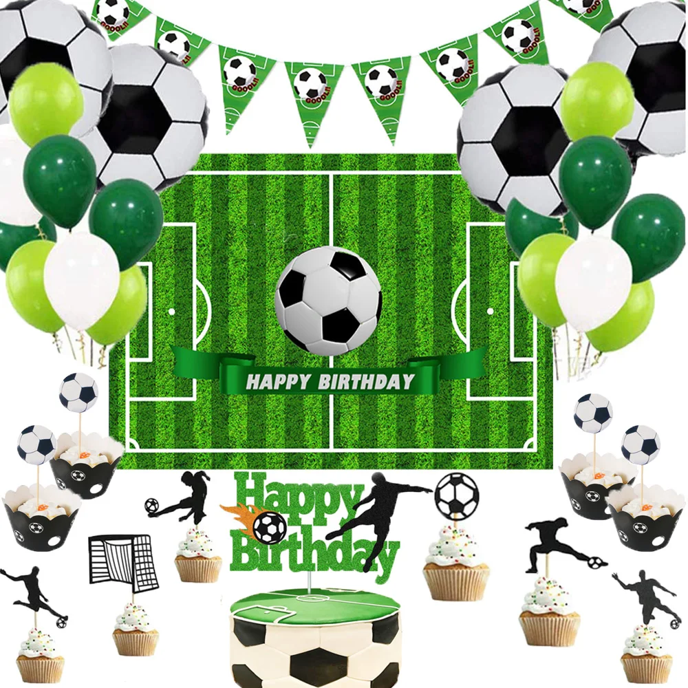 Football Party Theme Disposable Background Cloth Kids Birthday Sports Boy Party Cutlery Supplies Cake Plate Decoration