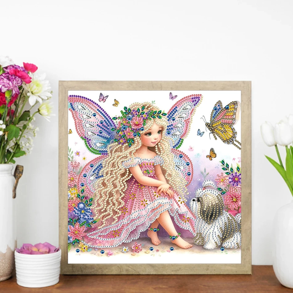 CHENISTORY DIY flower fairy 5D Special Shape Diamond Art Kits for Beginners, Diamond Painting Mosaic Handicraft Home Decor