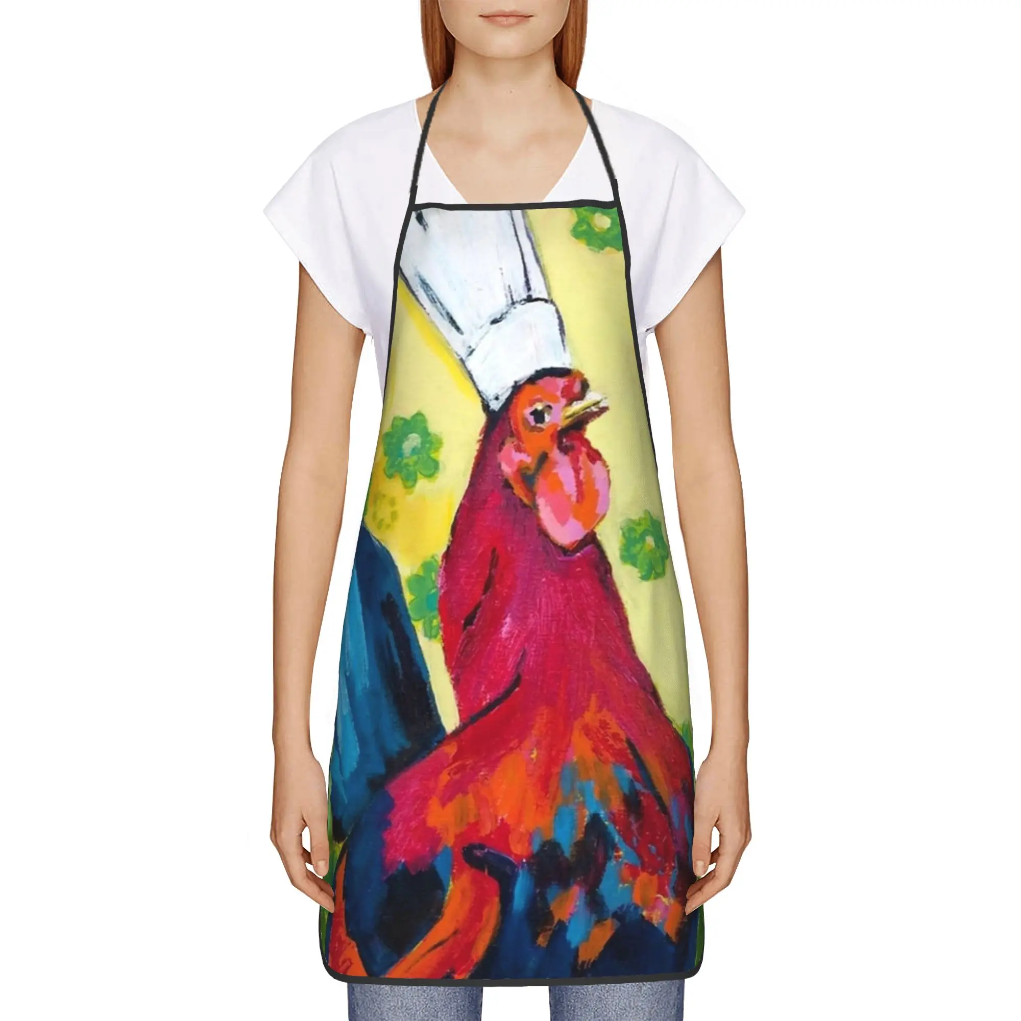 Screaming Chicken Print Apron, Adult Kitchen Work Apron, Wear-Resistant & Stain-Resistant