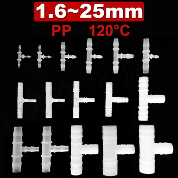 Conector de manguera de plástico PP en T, no tóxico, inodoro, de calidad alimentaria, diámetro de 1,6mm ~ 25mm, conector recto tipo Y, 2 ~ 5 uds.