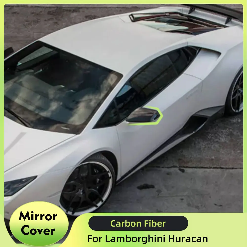 Car Rearview Mirror Covers Caps for Lamborghini Huracan LP600 LP610 Coupe 2-Door 2014-2018 Add On Mirror Caps Shell Carbon Fiber